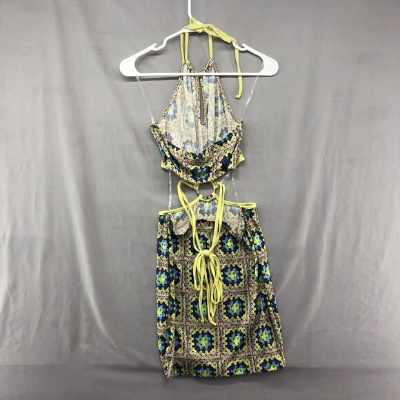 New Without Tags Rue 21 Yellow Tan Purple Halter Knee Length Dress Size M Women - Picture 4 of 13